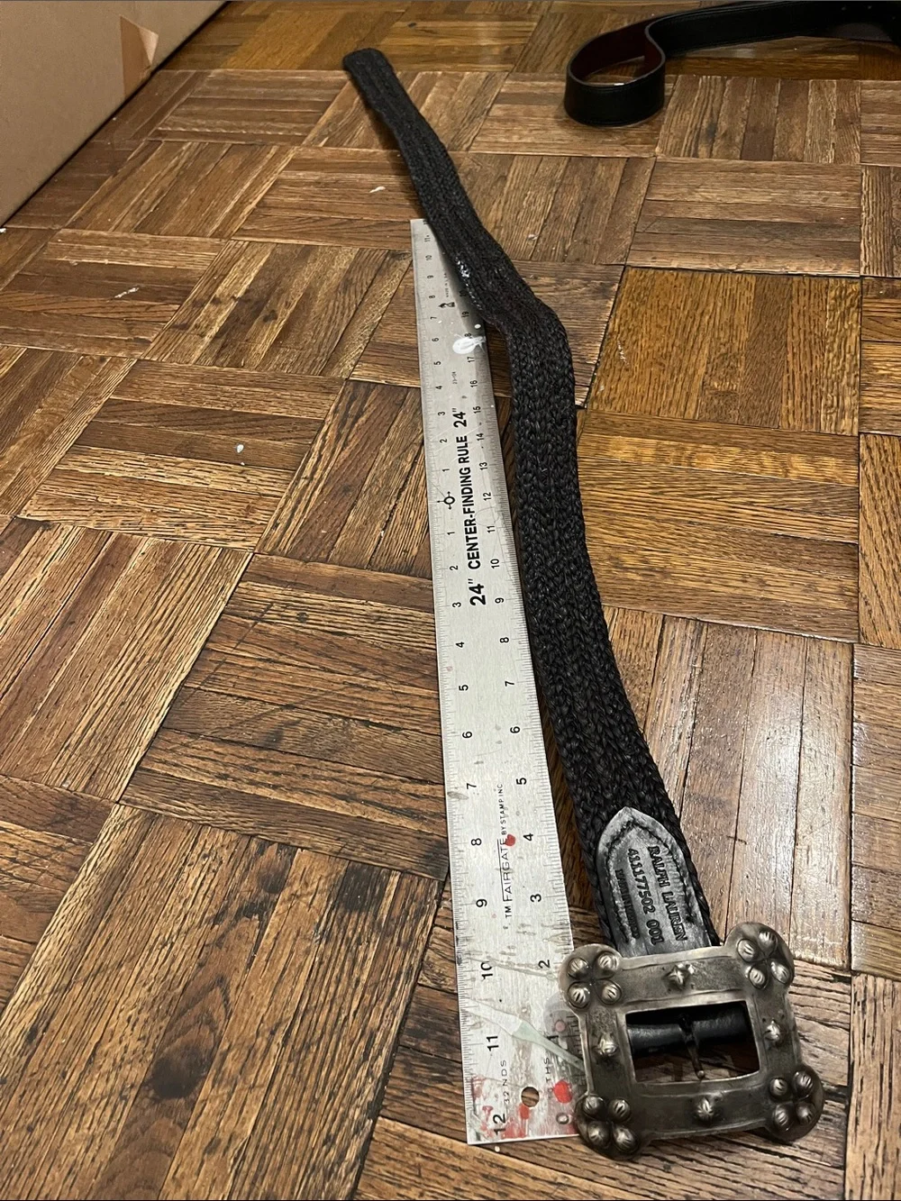 Ralph Lauren Dark Brown Braided Leather Belt with Decorative Silver Buckle 34”